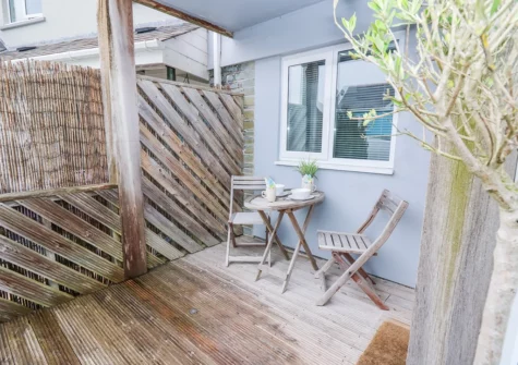 The decked area at The Mushroom House, Tenby