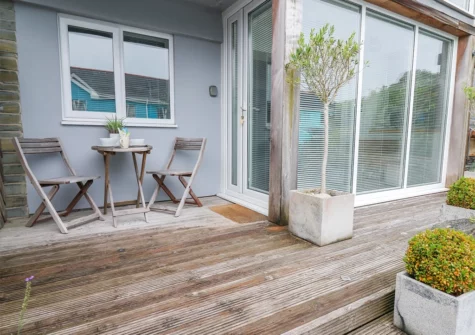 The decked area at The Mushroom House, Tenby