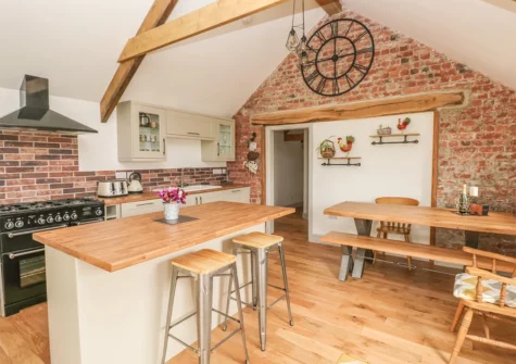 The kitchen & dining area at The Old Farm Shop, Bethesda