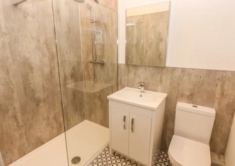 The shower room at The Old Farm Shop, Bethesda