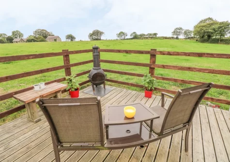 The decked patio at The Old Farm Shop, Bethesda