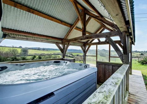 The shared hot tub at The Shippon At Brynbanc, Lampeter Velfrey