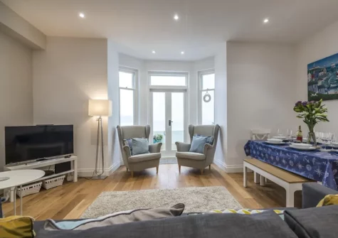 The living & dining area at The Sweetness of Water, Tenby