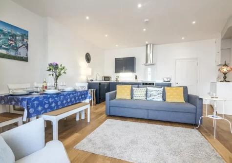 The living & dining area at The Sweetness of Water, Tenby