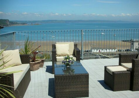 The huge furnished roof terrace at Tiffany House, Tenby