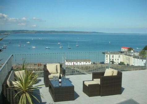 The huge furnished roof terrace at Tiffany House, Tenby