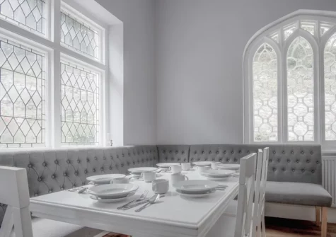 Enjoy relaxed meals in the sunny cubby hole in the kitchen at To The Manor Born, Penally