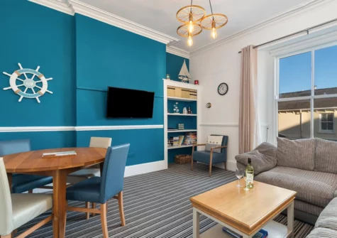 The living & dining area at Top Sail, Tenby