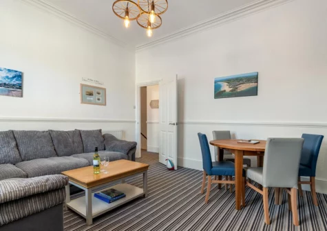 The living & dining area at Top Sail, Tenby
