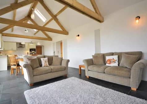 The living room at Tresare Barn, Square and Compass