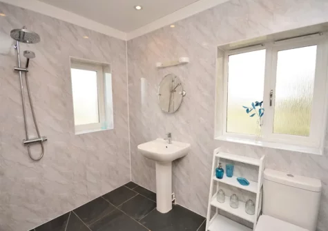 The shower room at Tresare Barn, Square and Compass