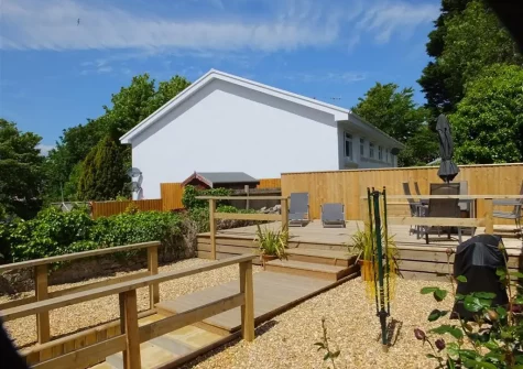 The terraced garden & decked patio at Ty Carreg, Tenby
