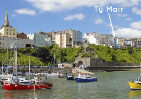 Ty Mair has spectacular views overlooking North beach and harbour