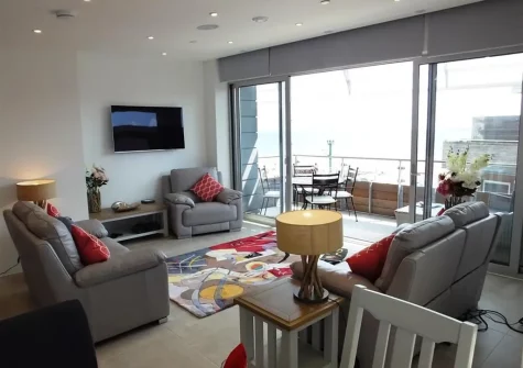 The living area at Waters Edge 15, Tenby