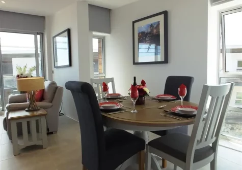 The dining area at Waters Edge 15, Tenby