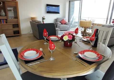 The dining area at Waters Edge 15, Tenby