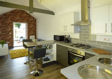 The kitchen at White Cottage Annexe, Tenby