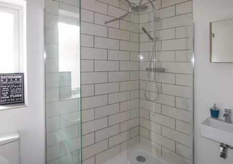 The en-suite shower room at White Cottage Annexe, Tenby
